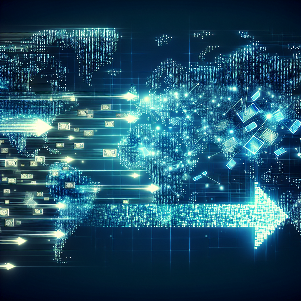 "Illustration of blockchain technology revolutionizing cross-border payments, highlighting reduced transaction fees and increased efficiency in international money transfers."